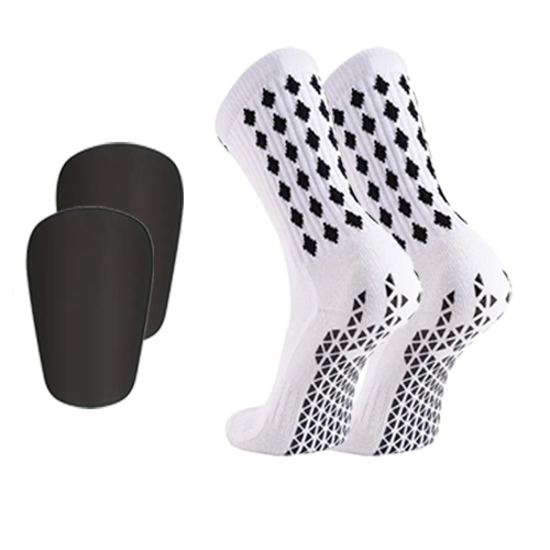 Football Supply | Essentials Bundel - Gripsokken & Mini Scheenbeschermers- Voetbal - Comfort - Wit